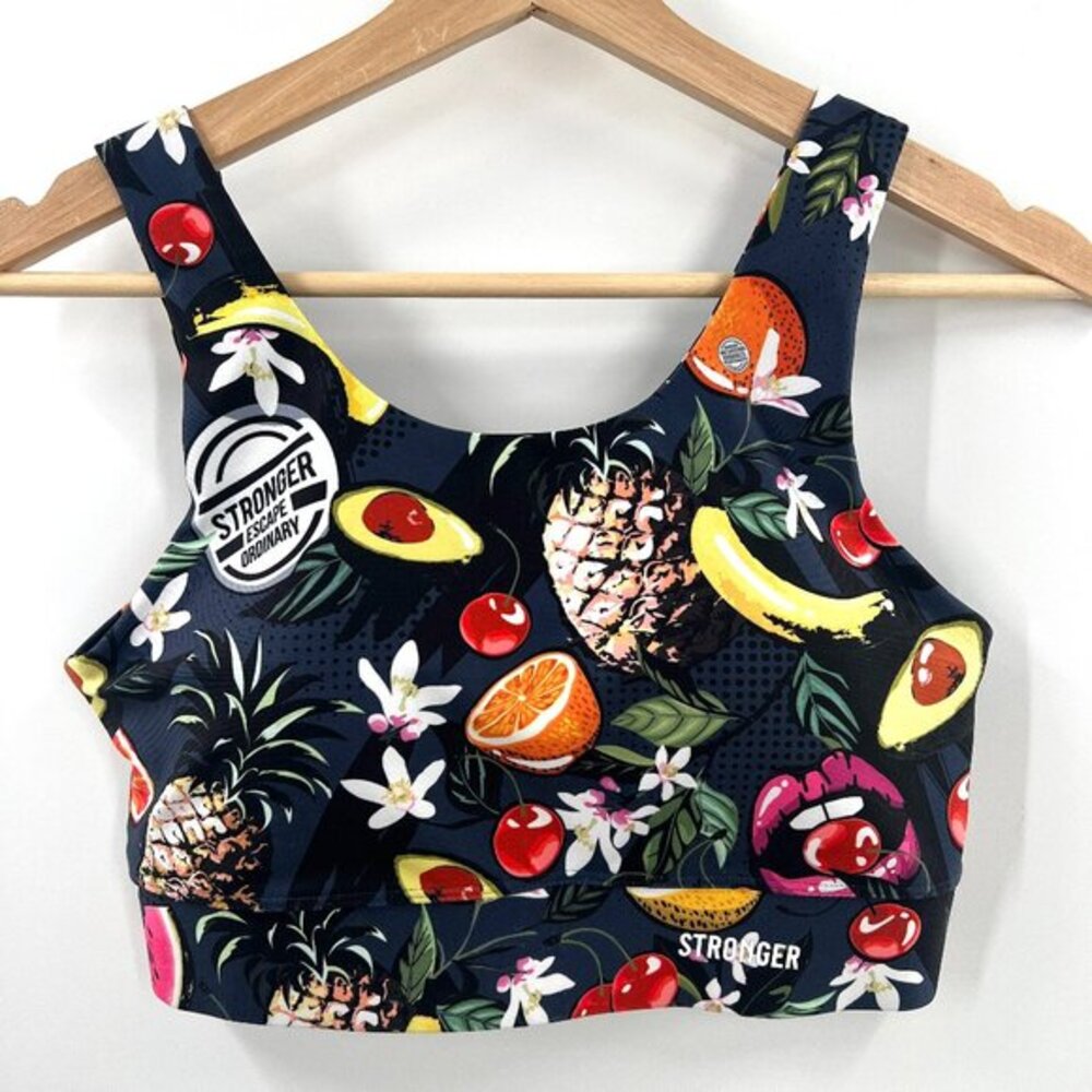 Stronger label sports bra workout top fruit escape ordinary FUNKY‎ loud fun M